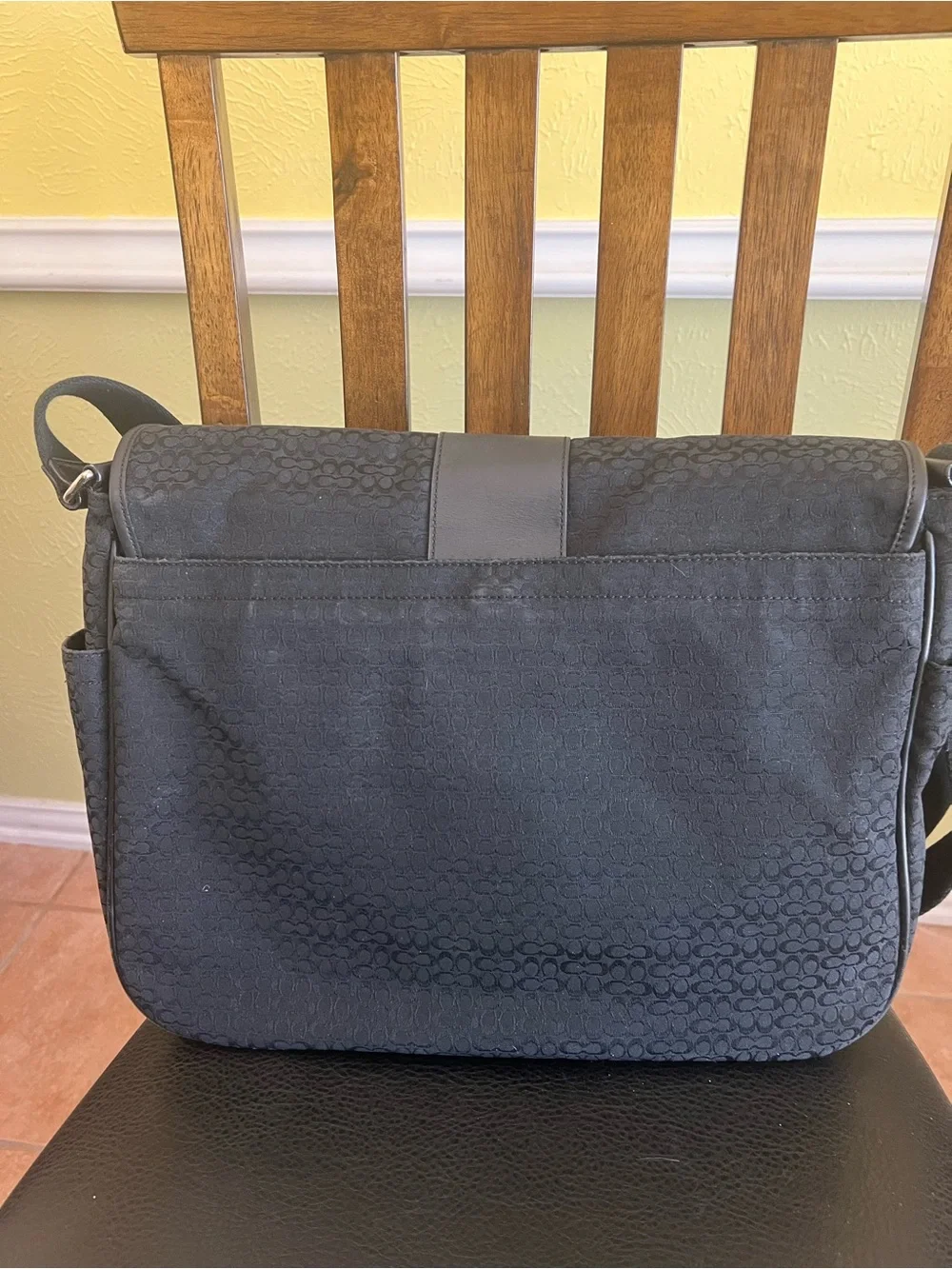 Coach Black Signature Hudson Messenger with Adjustable Strap
